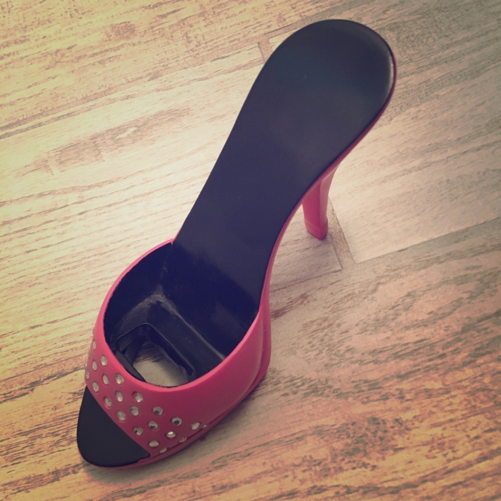 Decorative pink and gem high heel
